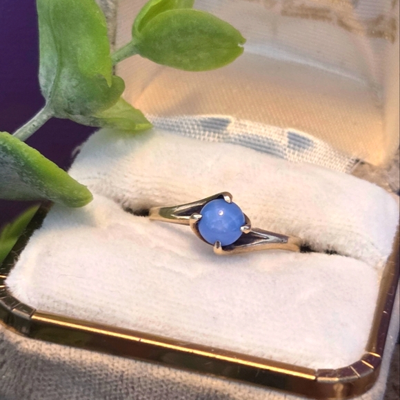 Stunning Vintage 10k Yellow Gold Blue Star Sapphire Ring Size